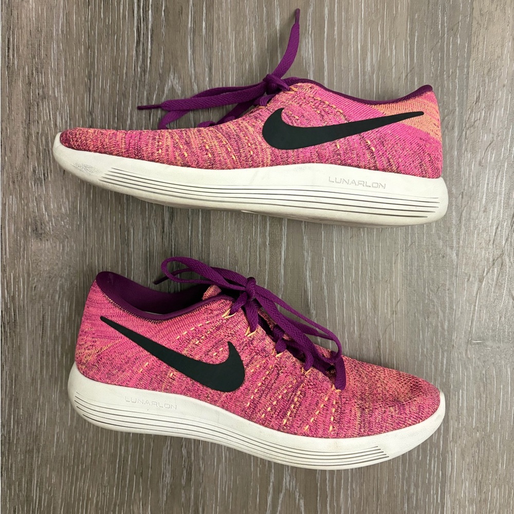 Nike Women’s Pink and Purple Flyknit LunarEpic Running Shoes